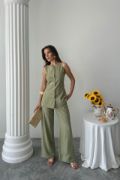 KETEN YELEK - PANTOLON TAKIM - Yeşil resmi